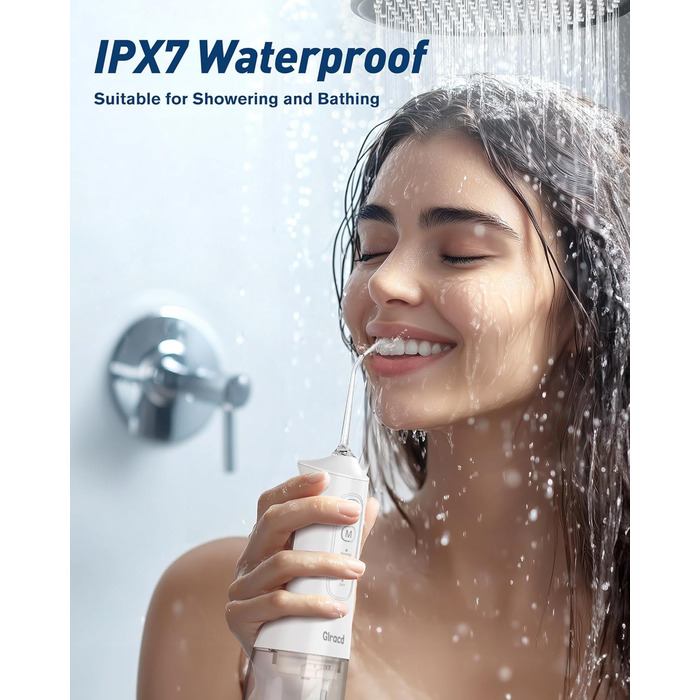 Іригатор для порожнини рота Munddusche, професійний, з технологією мікробульбашок, регулювання тиску води, для чищення зубів та брекетів, білий