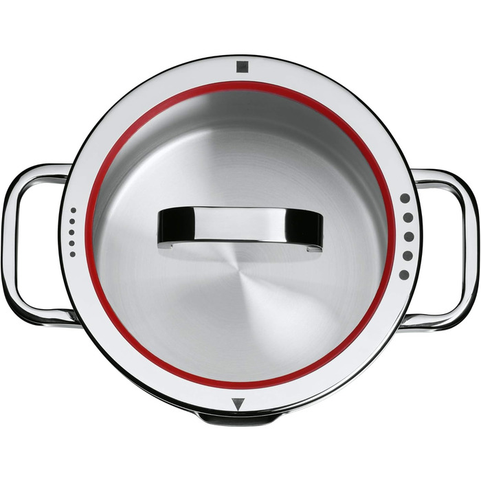 Скляна кришка WMF Function 4 (16 см) зі сталі Cromargan, 4 функції зливу, червона