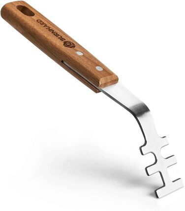 Набір гриль-посуду BURNHARD 5 предметів, 42 см, акацієве дерево, нержавіюча сталь, аксесуари для грилю (щипці, лопатка, виделка, щітка, знімач решітки)