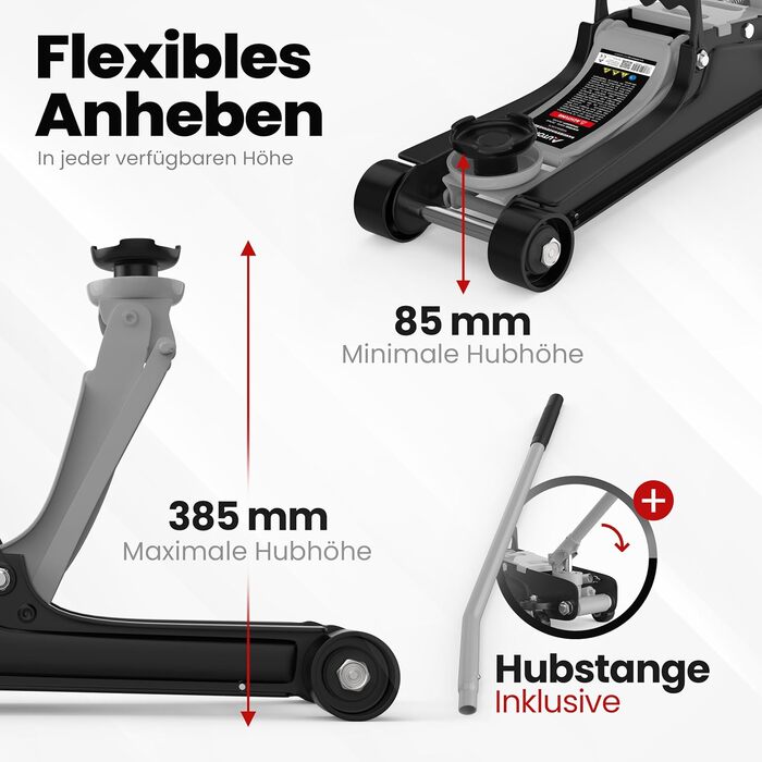 Гідравлічний домкрат Wagenheber 2.5T низькопрофільний для легкових авто та авто з низькою посадкою, до 2500 кг, з кейсом, 3 гумові накладки + адаптер (світло-сірий)
