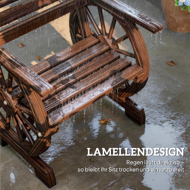 Садовий стілець з дерева, садове крісло з дизайном коліс воза, дерев'яний стілець у сільському стилі, обпалений