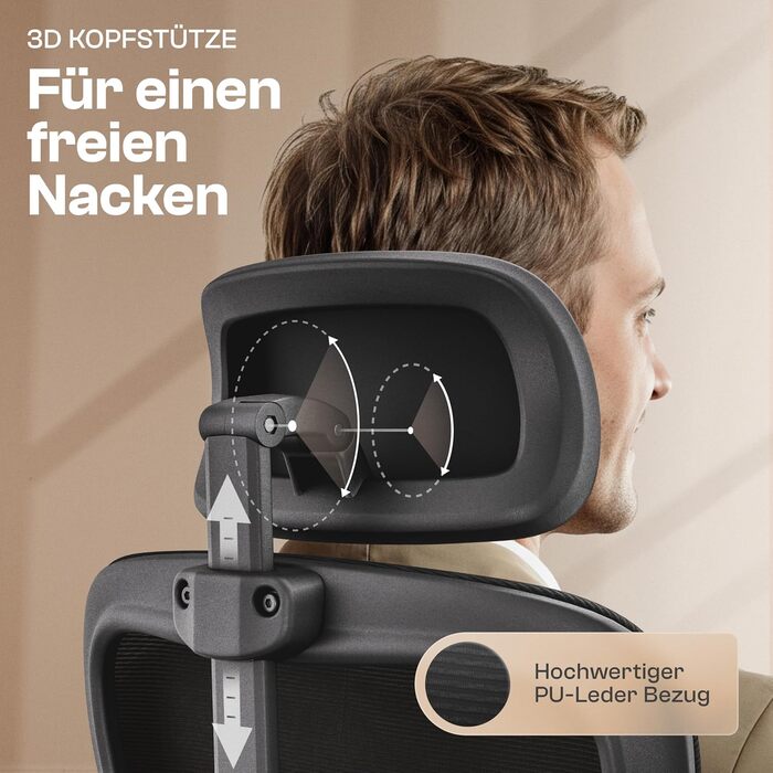 Ергономічне крісло Galahad (Чорний) - офісне, для ігор, регульоване, до 150 кг