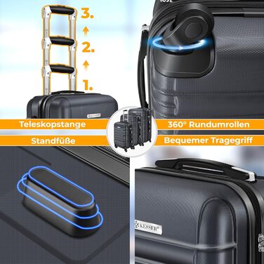 Валіза KESSER® з жорсткою оболонкою, вагова система та жетон для багажу | Чемодан-тележка, Rollkoffer з кодовим замком, 4 колеса, ABS, телескопічна ручка (75см – 120л)