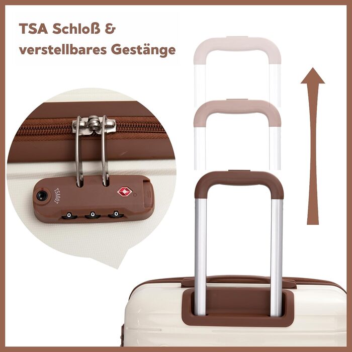 Набір валіз Travelhouse Ascona 5-в-1 (75/65/55 см) з TSA-замком, Spinner-колесами, ABS+PC, темно-зелений (кремовий/білий)