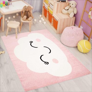 Килим міський дитячий килимок Bubble Kids плоский ворс з мотивом хмари в дитячу кімнату Розмір 120х160 см (140 cmx200 см, рожевий)