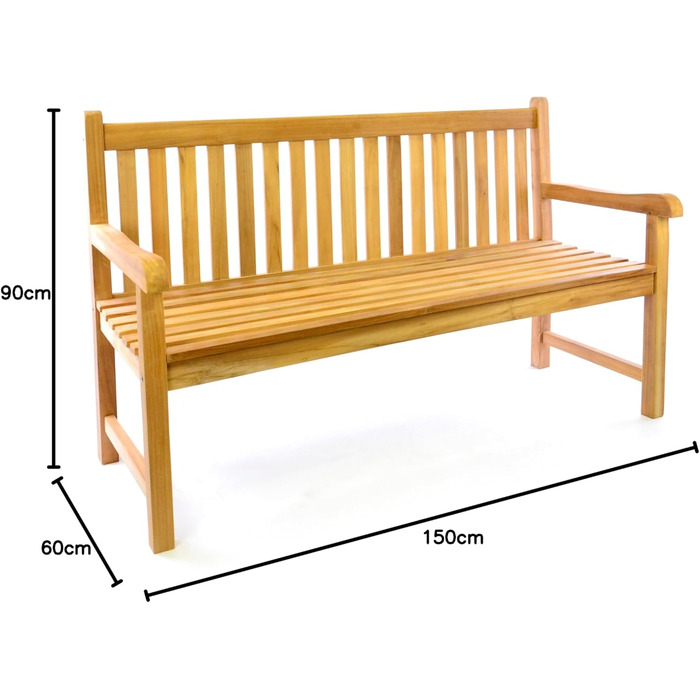 Садова лавка Divero Abruzzo 3-місна з тикового дерева, коричнева (оброблена)