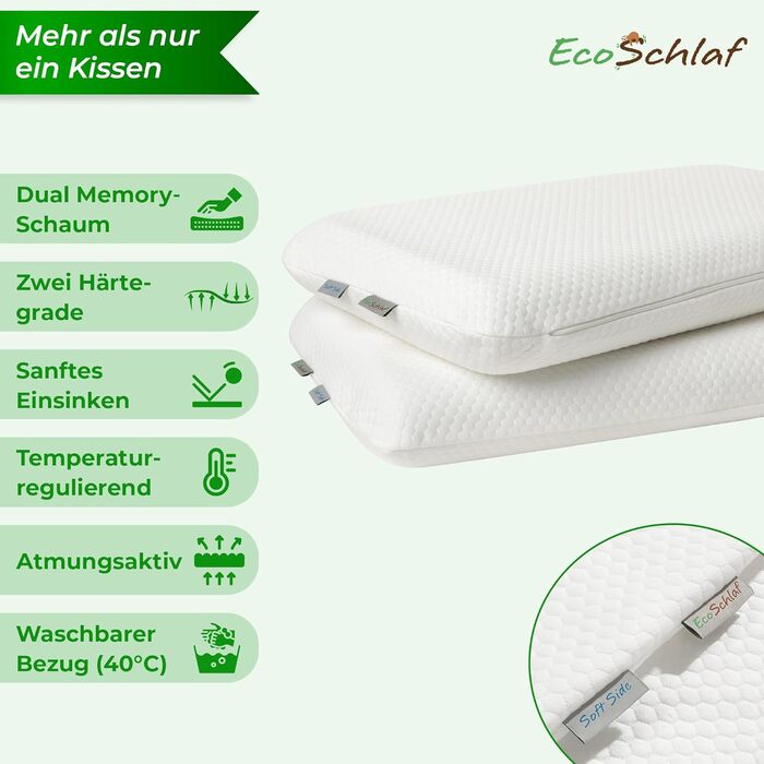 Ортопедична подушка OrthoDual з Dual Memory Foam для підтримки шиї та профілактики болю, 60x35x9,5 см