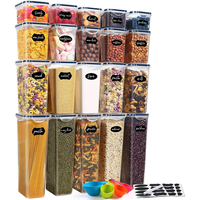 Набір контейнерів для зберігання YASHE 24 шт. з кришкою, герметичні, BPA-free, для сухих продуктів, крупи, борошна та цукру