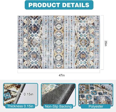 Килимок під офісний стілець 90x120 см, захист для підлоги, антиковзаюча підкладка, для ламінату та плитки (90 x 120 см, блакитно-коричнева геометрія)