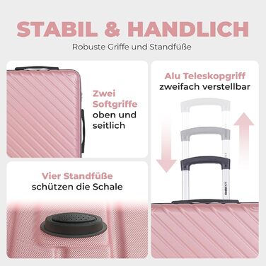 Набір валіз Onbest 3шт XXL (20', 24', 28') з ABS пластику, рожеве золото + ваги