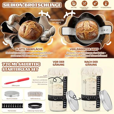 Набір для закваски та випікання хліба: корзини 25см та 23см, скляна тара, аксесуари для початківців та професіоналів