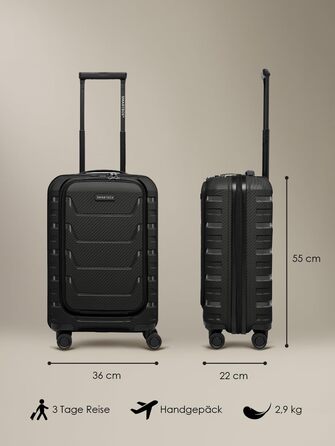 Набір валіз Smartbox Hartschalen Edition 01: 3 валізи, розширюються, з TSA-замком та відділенням для ноутбука (Чорний)