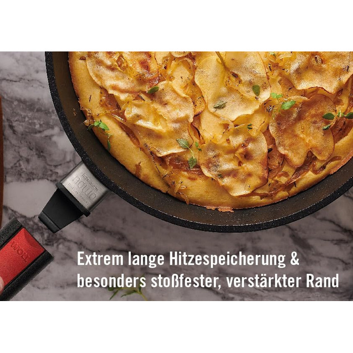 Сковорода-гриль Woll Nowo Titanium Guss квадратна, індукційна, з рифленням, 28x28 см, 6.5 см висота, знімний ручка, для всіх типів плит, алюмінієвий лиття, антипригарне покриття