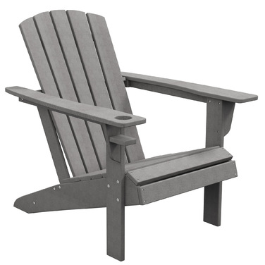 Садове крісло Outsunny Adirondack з підсклянником, пластикове садове крісло, сірий, 75 x 87 x 90 см, ідеально підходить для саду та балконних меблів