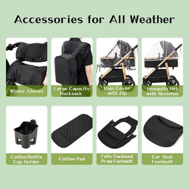 Дитяча коляска 3-в-1 | Комбінована коляска з автокріслом | Візок з регульованою ручкою | Алюмінієвий каркас | Москітна сітка | для новонароджених 0-4 роки, Зелений