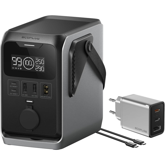 EcoFlow Trail 300: Портативна електростанція з LFP-акумулятором 288 Wh, 300W, сонячний генератор, 5 виходів, для кемпінгу, подорожей, надзвичайних ситуацій