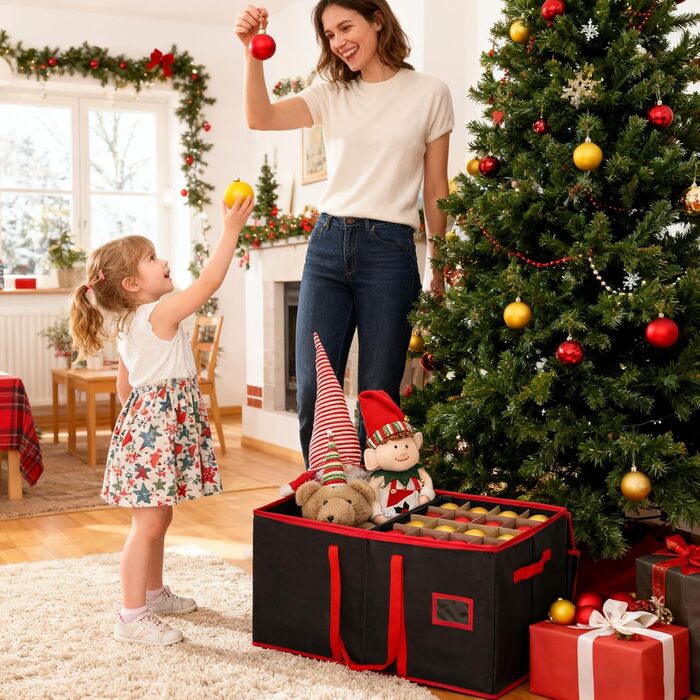 Коробка для зберігання прикрас на ялинку SALCAR з 128 відділеннями, чорна