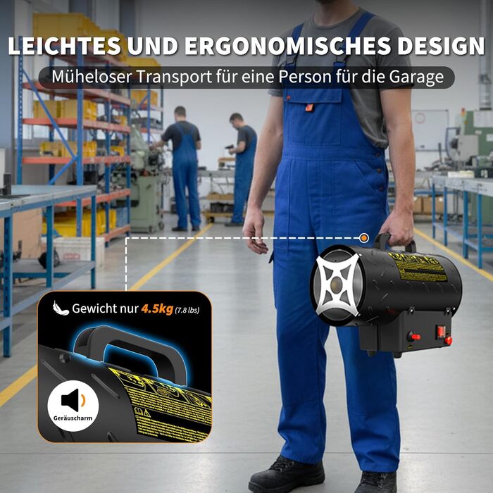 Газова теплова гармата для приміщень 15 кВт, 320 м³/год, з газовим шлангом 1,4 м, 700 мбар