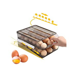 Коробка для яєць MaxAwe 36, коробка для зберігання яєць, контейнер для яєць для холодильника, двошарова коробка для зберігання яєць з автоматичним