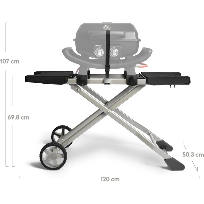 Rollwagen для газового гриля Wayne від BURNHARD®: міцна сталева рама, пластикові столики