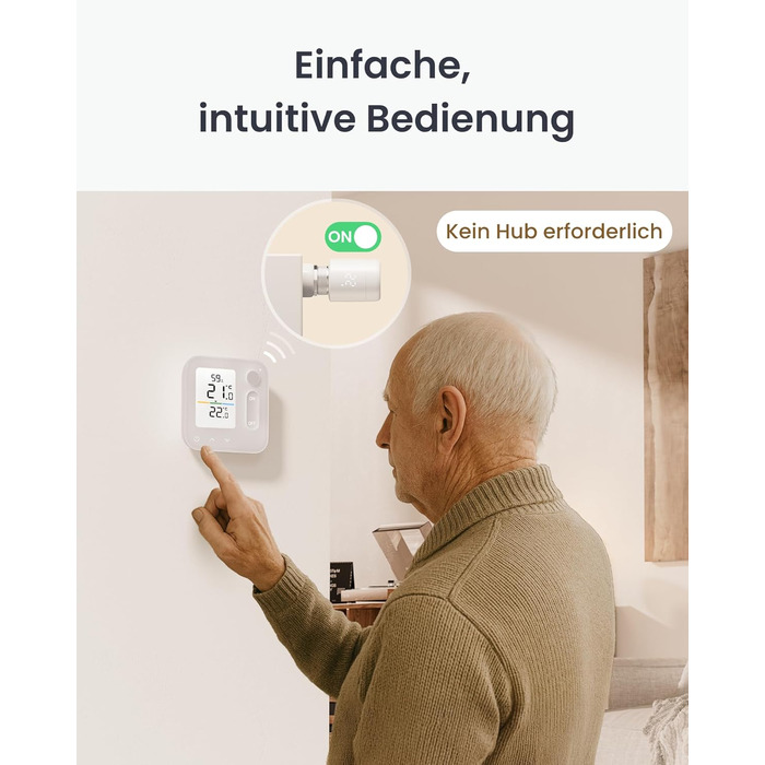 SwitchBot Розумний термостат на радіатор Bluetooth з керуванням через додаток, таймером, енергозбереженням, сумісний з Alexa, Apple HomeKit та Home Assistant (потрібен Hub) (Панель)