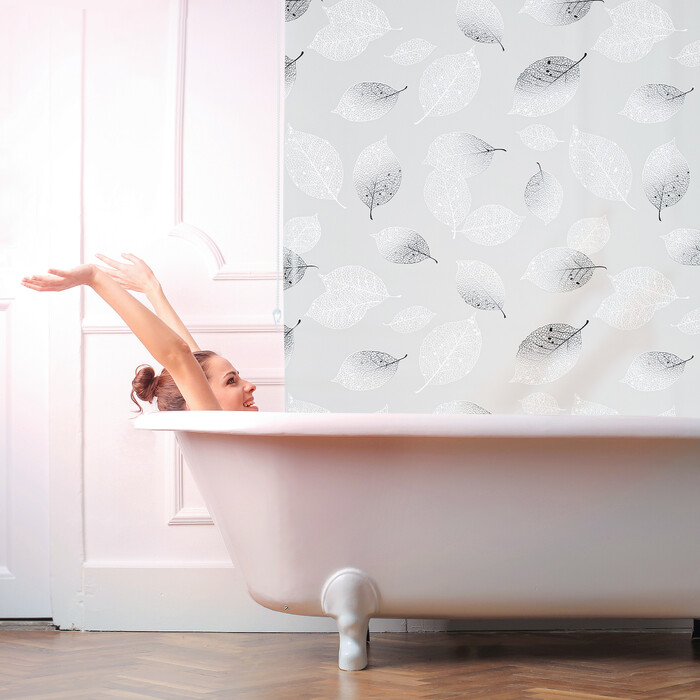 Рулонні штори для душу Relaxdays з дизайном листя