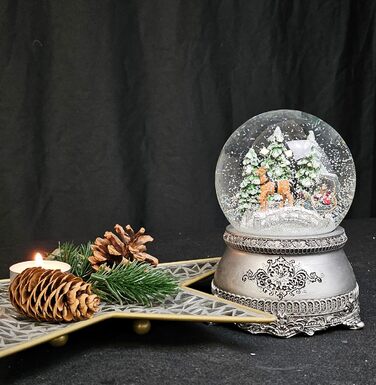 Прогулянка в кареті Nostalgia Snow Globe * Срібна основа * Музична шкатулка * 10см - 20294