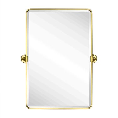 Дзеркало для ванної кімнати TEHOME 61x50.8 см, поворотне, матовий чорний, прямокутне, з металевим каркасом, косою косметичним дзеркалом для вертикального кріплення на стіну