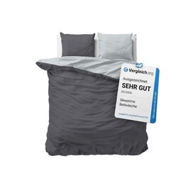 Комплект постільної білизни Sleeptime 200x200, 3-частини - 100% бавовна, сірий антрацит | Оeko-TEX®, блискавка, дихаючий