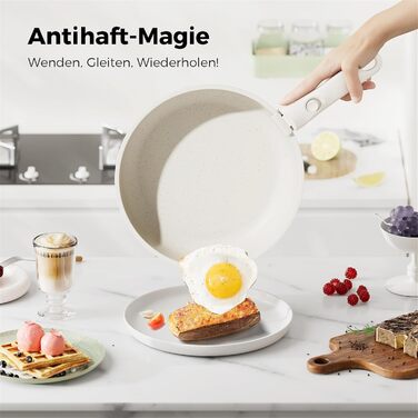 Набір посуду YASHE 20 предметів: каструлі та сковорідки з знімними ручками, антипригарне покриття, індукційний, до 230°C, для миття в посудомийній машині, сірий та білий