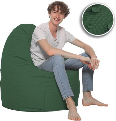 Подушка для підлоги Beanbag XXL для дорослих і дітей - підходить для ігор або відпочинку - в приміщенні та на вулиці, оскільки вона водонепроникна - з намистинами EPS, колір темно-зелений, розмір XL