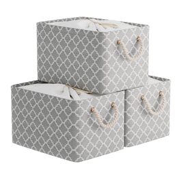 OUTBROS Коробки для зберігання 33 x 23 x 20 см, 3 шт. (Сірий, з мішком, ручка, складні)