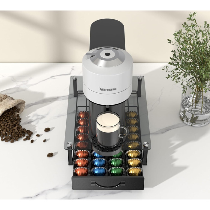 Тримач для капсул Vertuo та Nespresso: органайзер на 90 капсул, сірий метал, для кухні