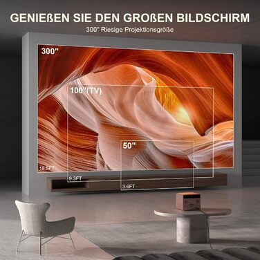 Проектор Mini Beamer 1080P Full HD 23000L з автофокусом, корекцією трапеції, WiFi6, Bluetooth, 4K, 360° обертання для телефону