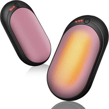 Електричний підігрівач для рук, перезаряджається, 2 шт. з акумулятором 6000mAh, USB-кабель, 3 режими нагріву, 20 годин тепла, підігрівач для кишені, для активного відпочинку взимку (чорний, рожевий)