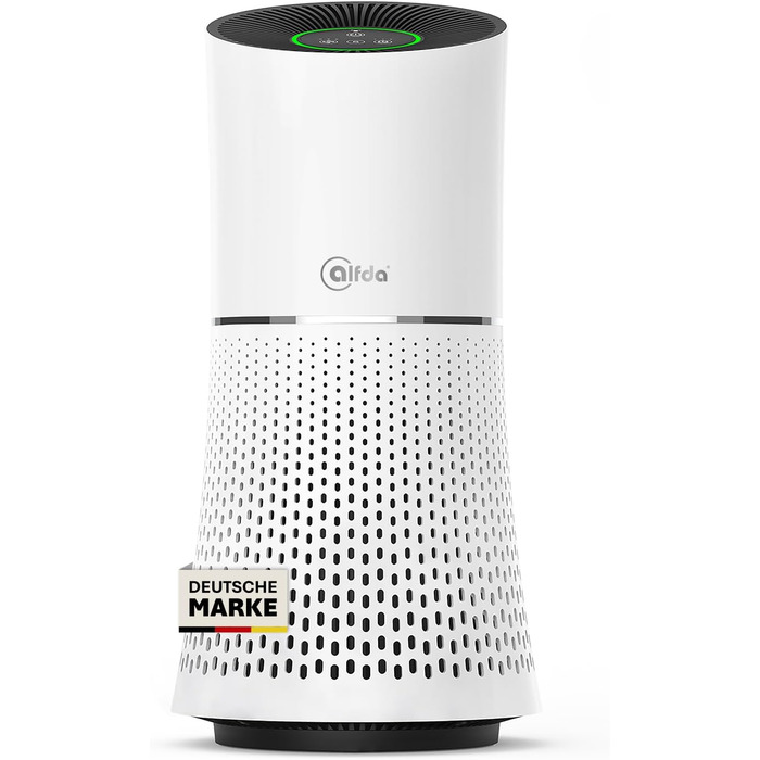 Повітряочищувач HEPA alfda ALR100 з 4-в-1 фільтром, іонізатором, 150 м³/год, до 20 м², тихий режим SLEEP, 28 дБ (A), нічне світло, енергоефективний DC-двигун, таймер, індикатор заміни фільтра
