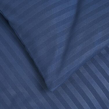 Комплект постільної білизни Domopolis Basics з 3 предметів, мікрофібра, 240х220 см, двоспальний, темно-синій, наволочка в смужку, двоспальна 65х65 см, темно-синій