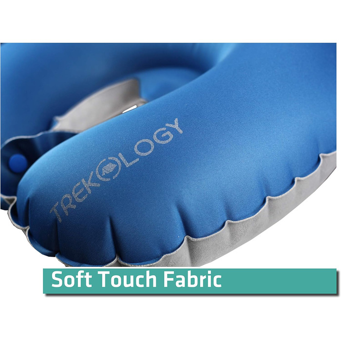Подушка для подорожей TREKOLOGY надувна, блакитна: для шиї та голови в літаку та під час подорожей