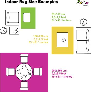 Домашній килим Paco для вітальні, Вінтажний, з коротким ворсом, для спальні, сучасний геометричний дизайн, розмір колір (160x230 см, сірий 2)