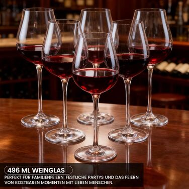 Набір келихів для вина PROST! 6 шт. 491 мл, без свинцю, для червоного та білого вина, 496 мл (набір 6 шт.)