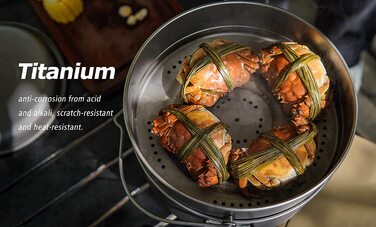 Набір посуду iBasingo 4.5L та 2L: каструля, пароварка, для кемпінгу, пікніка, туризму. Підходить для 3-5 осіб.