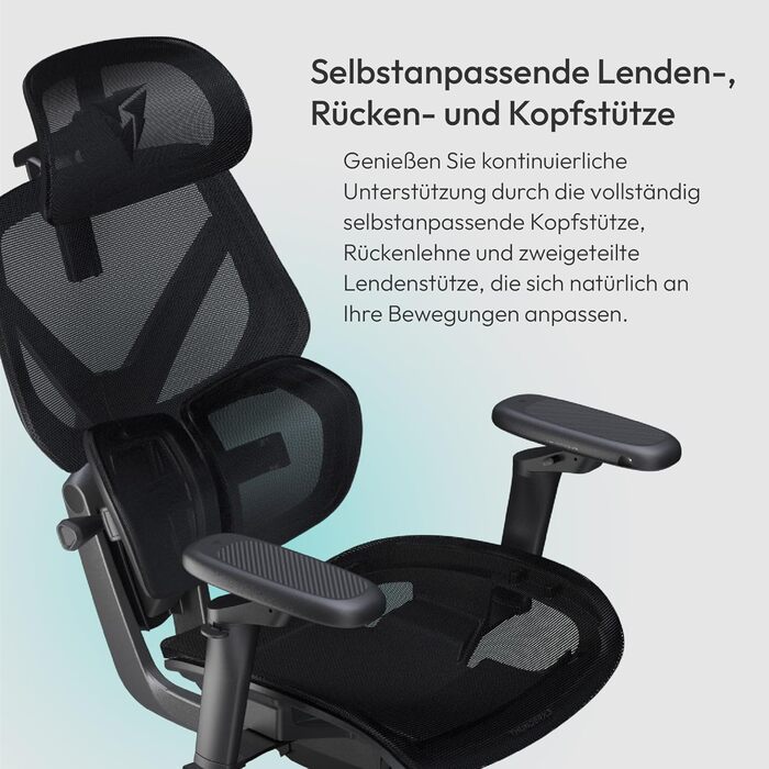 Ігровий крісло ThunderX3 Flex Pro Loft | Ергономічне крісло для офісу та геймінгу з тканини, регулювання 19D, 5D підлокітники, механіка SYNC6, дихаюче (Чорний)