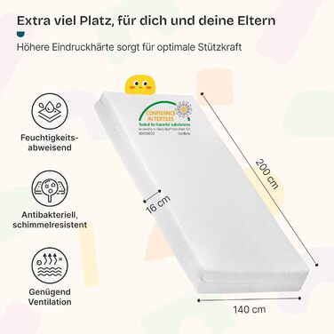 Детське ліжко Sisimiut Montessori з бортиками, без матраца, 140x200 см, світло-сірий/білий (en.casa)