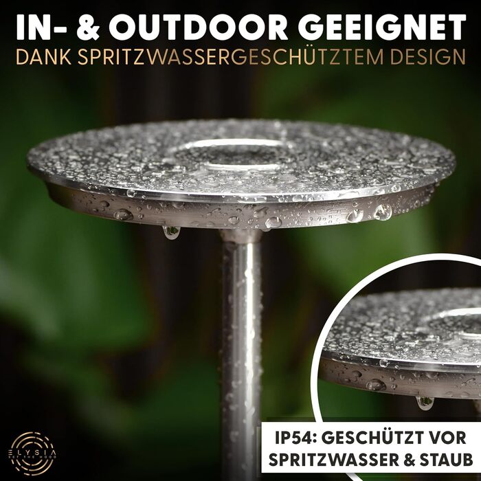 LED-лампа ELYSIA на акумуляторі: диммування, бездротове підключення, сенсорне керування, IP54, 2200-2700K, USB-C, для дому та саду, алюміній, срібло