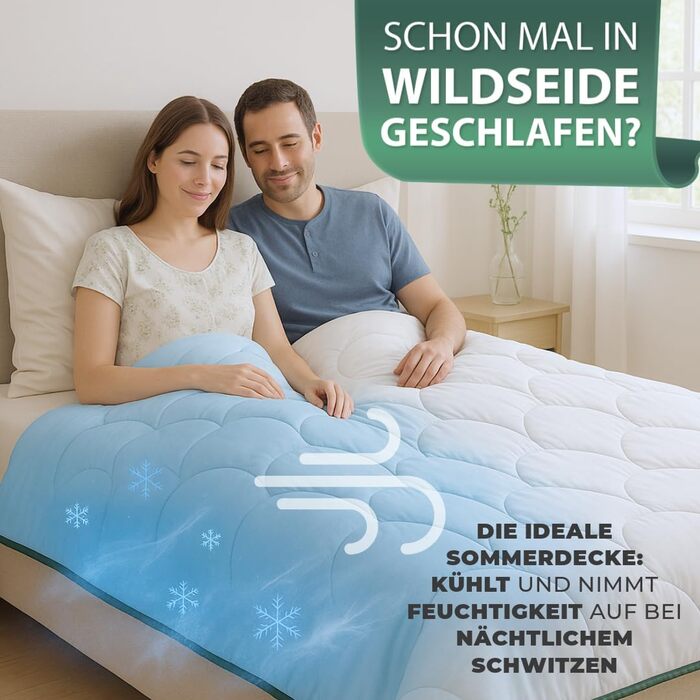 Літня ковдра Welldora 155x220 см з дихаючої шовкової вати | Оeko-Tex, перевірена лікарями, для алергіків | Швейцарія