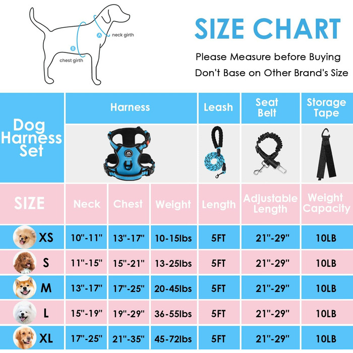 Упряж для собак великих собак, упряж для собак великих собак, упряж для собак великих собак, дихаюча Оксфордська упряж для собак для щоденних тренувань, прогулянковий БІГ, Синій XL XLшия 43-63 см, груди собаки 53-89 см, синій