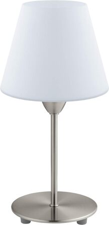 Настільна лампа EGLO Damasco 1, настільна лампа, приліжкова лампа з металу сріблястого кольору та скла білого кольору, лампа для вітальні, лампа з вимикачем, розетка E14