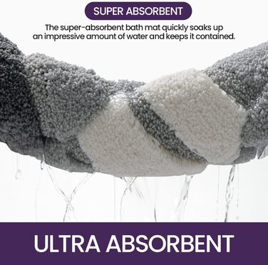 Двопакетні килимки для ванної кімнати DEXI, 40 x 60 см, антиковзаючі, м'які, швидковисихаючі, сірі (2 шт.)