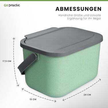 Контейнер для органічних відходів Go Practic 6 л, зелений