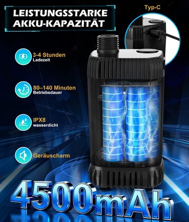 Портативна кемпінгова душова система WADEO з акумулятором, насосом та нагрівачем, 20л бак, для відпочинку, подорожей, автомиття та надзвичайних ситуацій